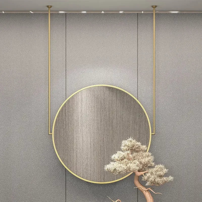 Round wall mirror in gold metal decorative elegant accessory - 60 Double-Sided Gold Pieces