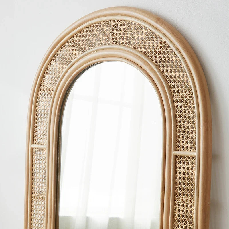 Full length vintage mirror in rattan for dressing - view 5