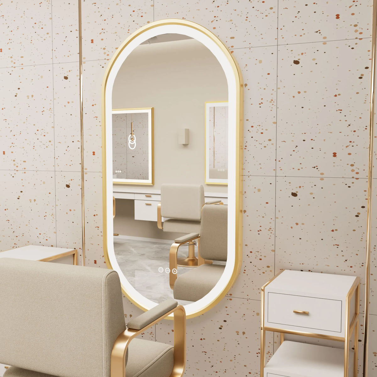 LED oval mirror with adjustable and anti-fog lighting - 48x24 inches
