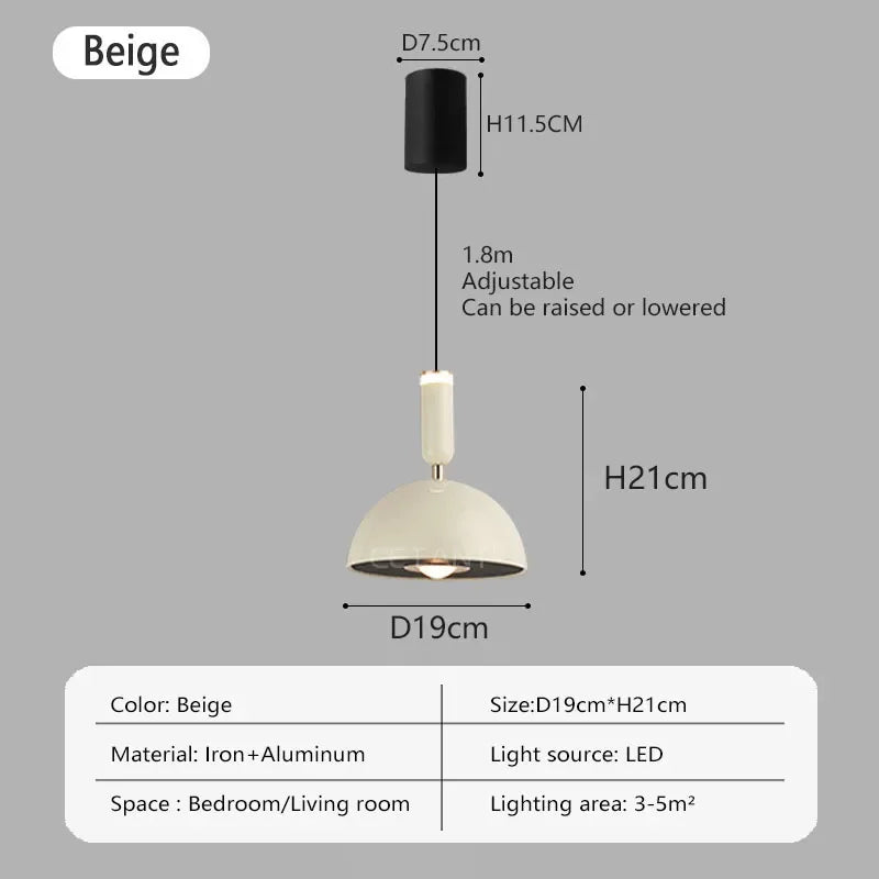 Nordic LED pendant light with adjustable height for home decoration, dining room, living room, bedroom, bedside lighting - Liftable Beige / Warm white