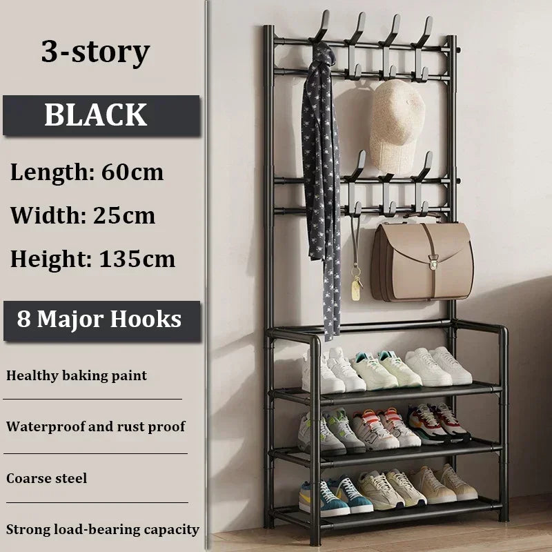 Organizer of clothing shoes and hats to ride yourself - 3 Layers - Black