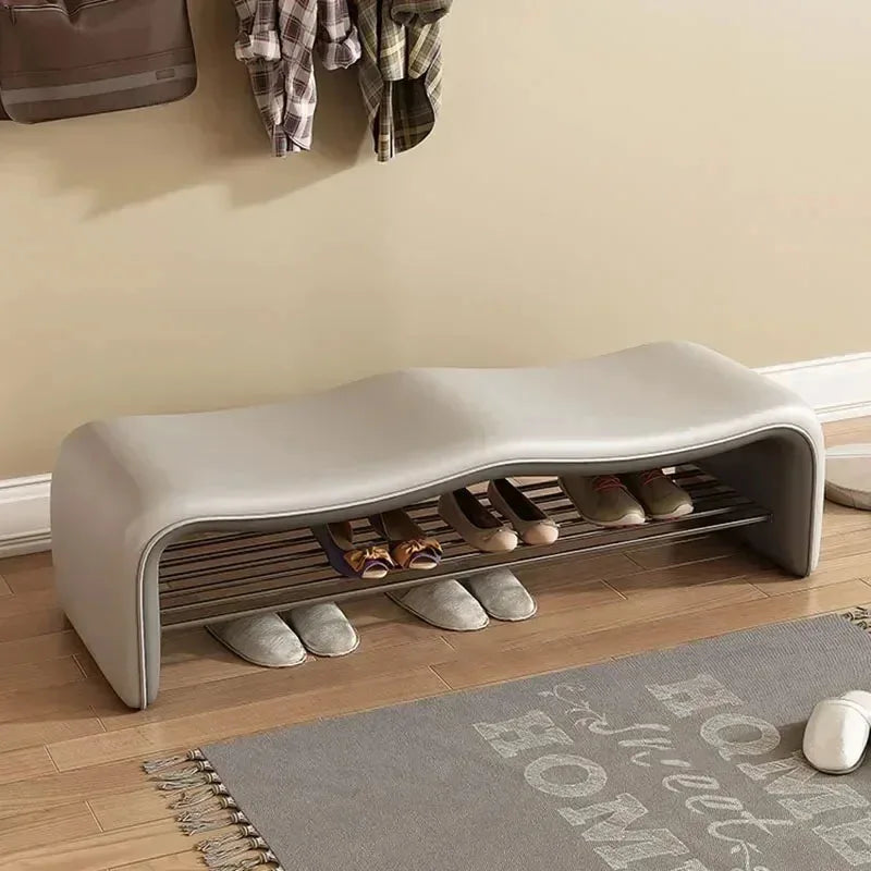 Minimalist storage bench for shoes with design seat - view 3