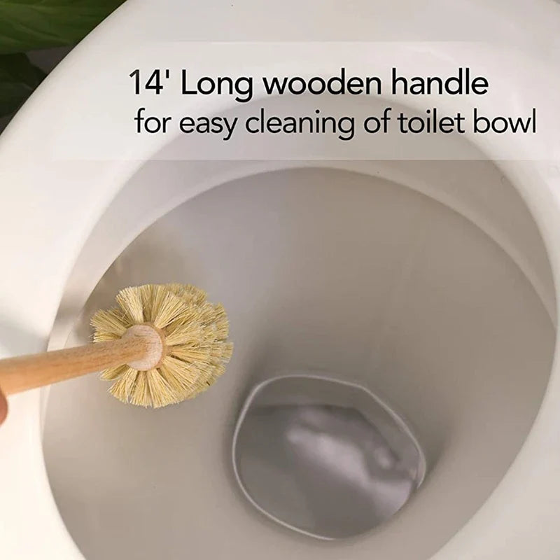 Toilet Brush, 2 Pack Wood Toilet Brush Made Of Beechwood, Strong Hemp Bristles With 360° Cleaning Power - view 3