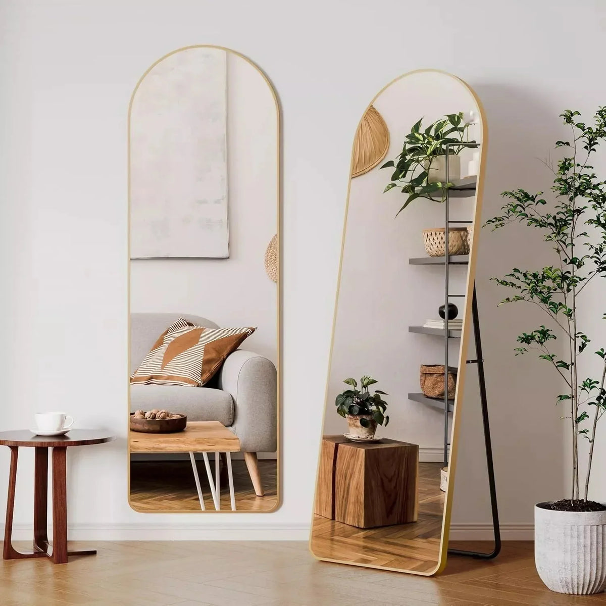 Free-Standing Full Length Mirror 162x53cm, Black or Gold