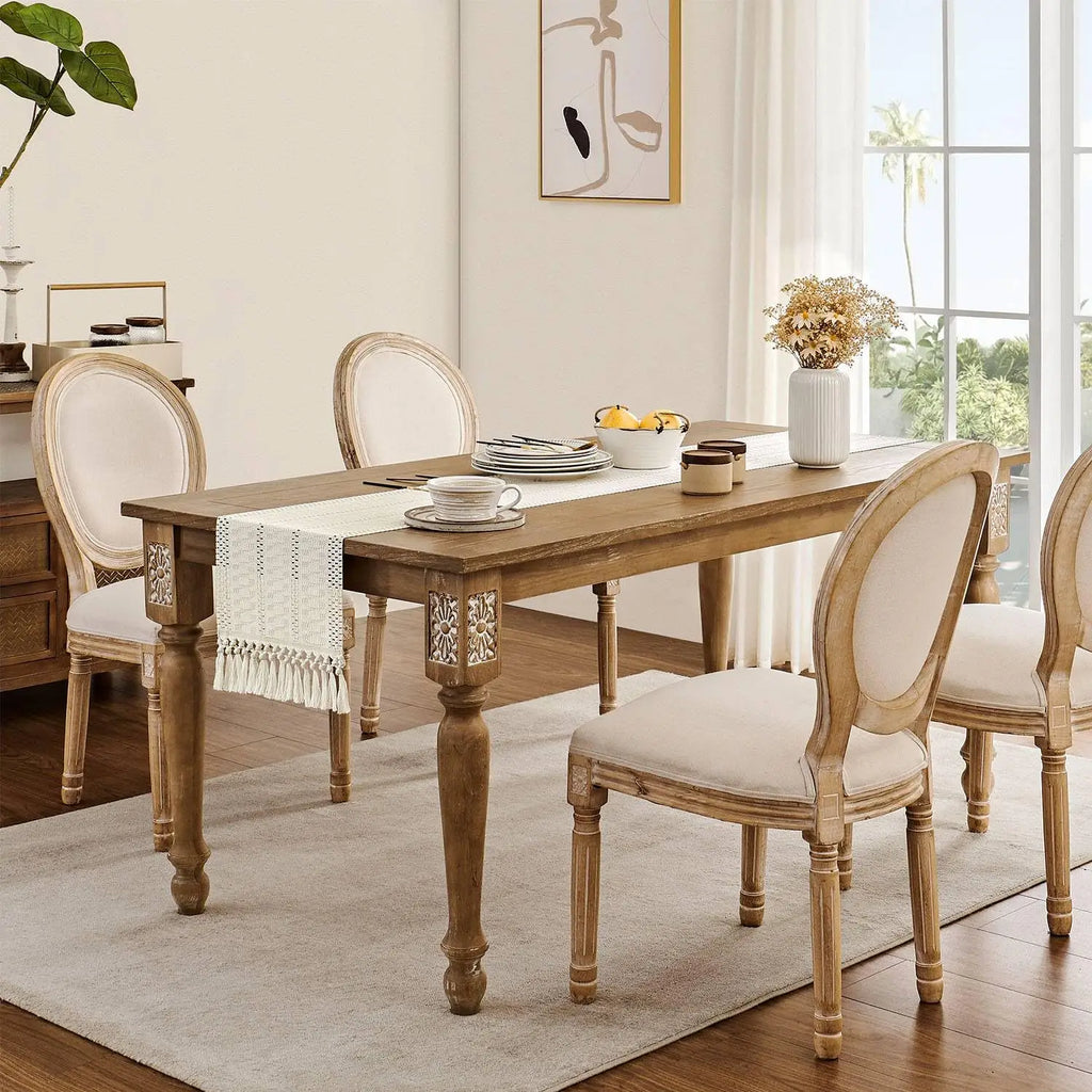Macrame table runner bohemian ivory woven fringes - view 5