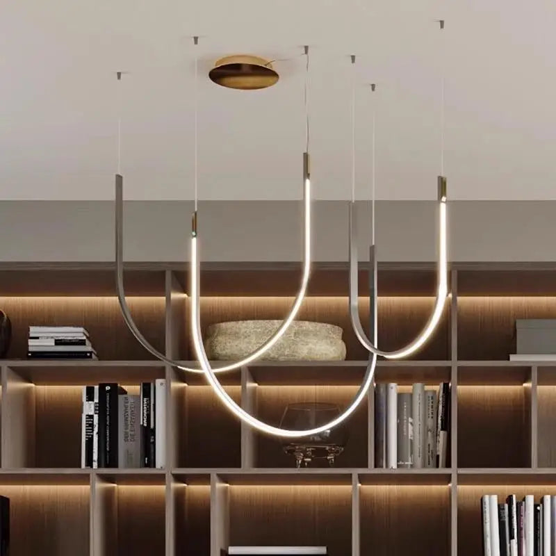Modern u-shaped design chandelier for industrial and creative spaces - view 3