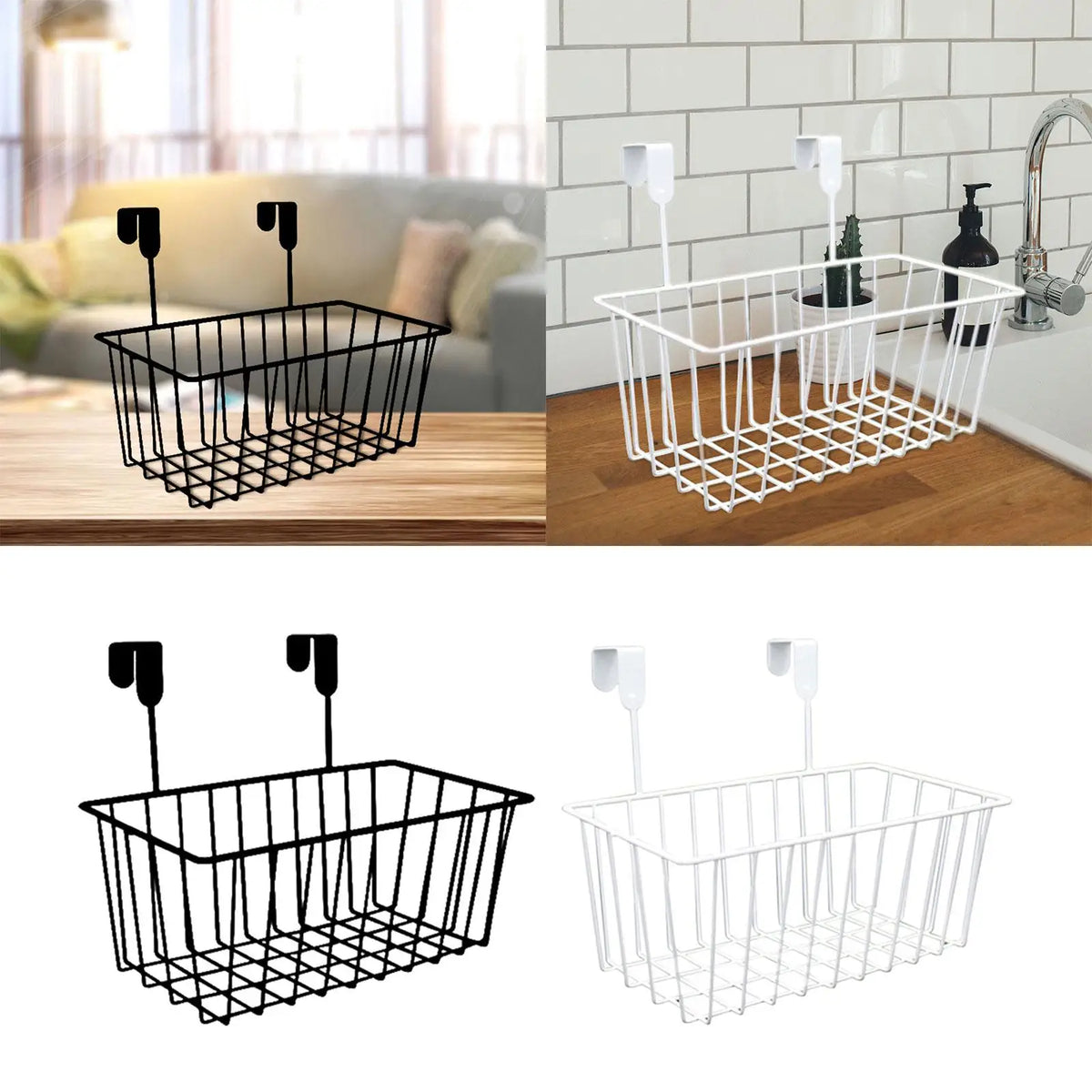 Over the closet door, organizer, basket, grid, storage baskets with hooks, wire - view 2