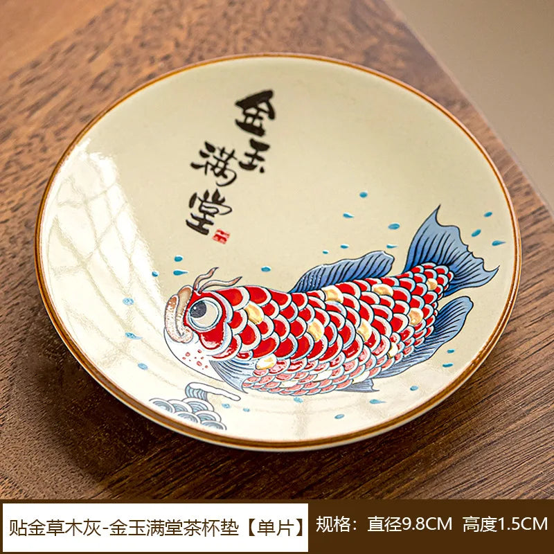 Chinese plate arowana ceramic retro kungfu style 150ml - view 2