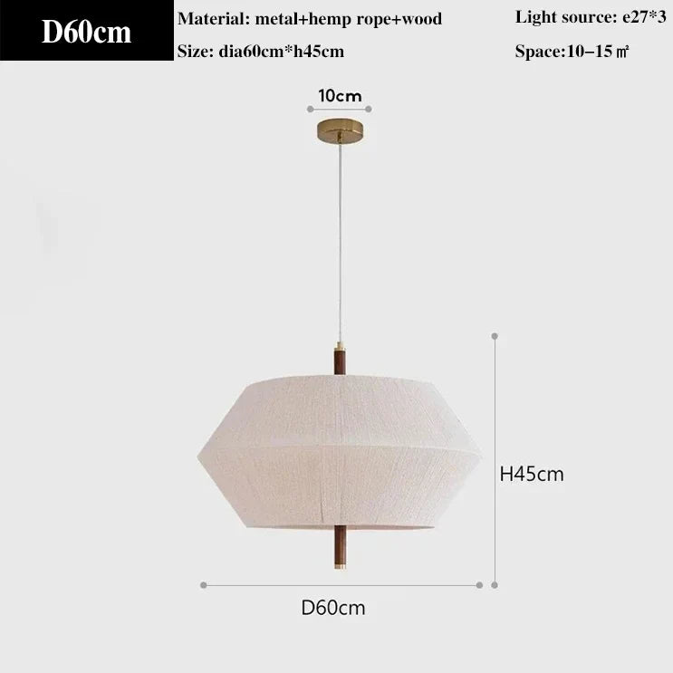 Decorative pendant light in Japanese style fabric elegant led lighting - Diameter 60cm / Red Post / Warm Light