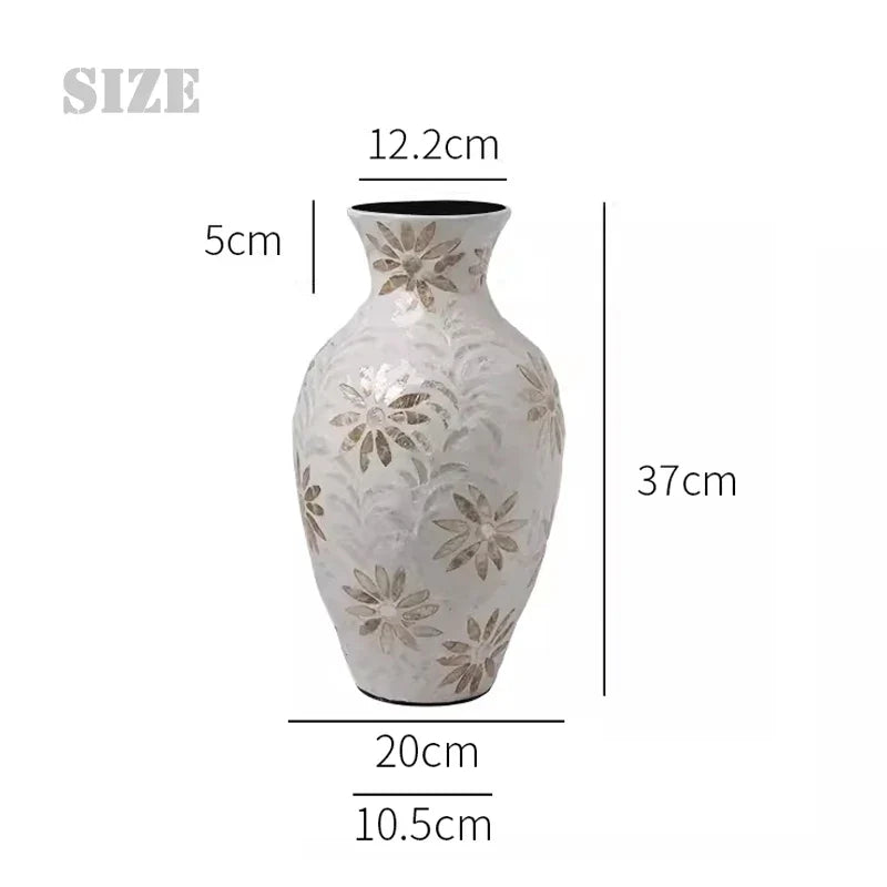 Ahunderjiaz-French Vintage Shell Vase, Living Room Countertop, Flower Arrangement, Home Decorations, Photography Props, 2024 - C