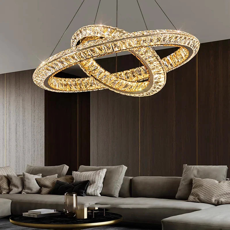 Gold crystal chandelier postmodern design for elegant interior - view 2