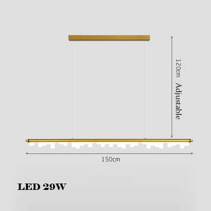 Modern minimalist chandelier in black gold for hanging lighting - Neutral Light / 150cm G
