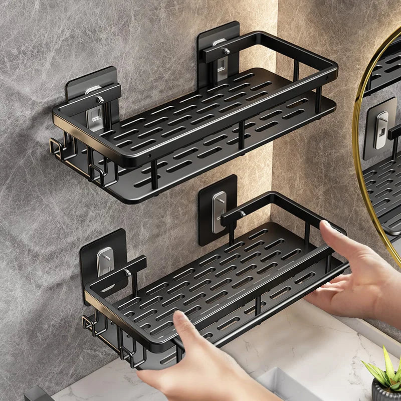 Wall corner shelf without piercing for shower and towels