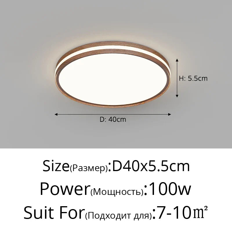 Minimalist Nordic ceiling in logs with modern led lighting - Round-D40cm / 3 Colors No Remote