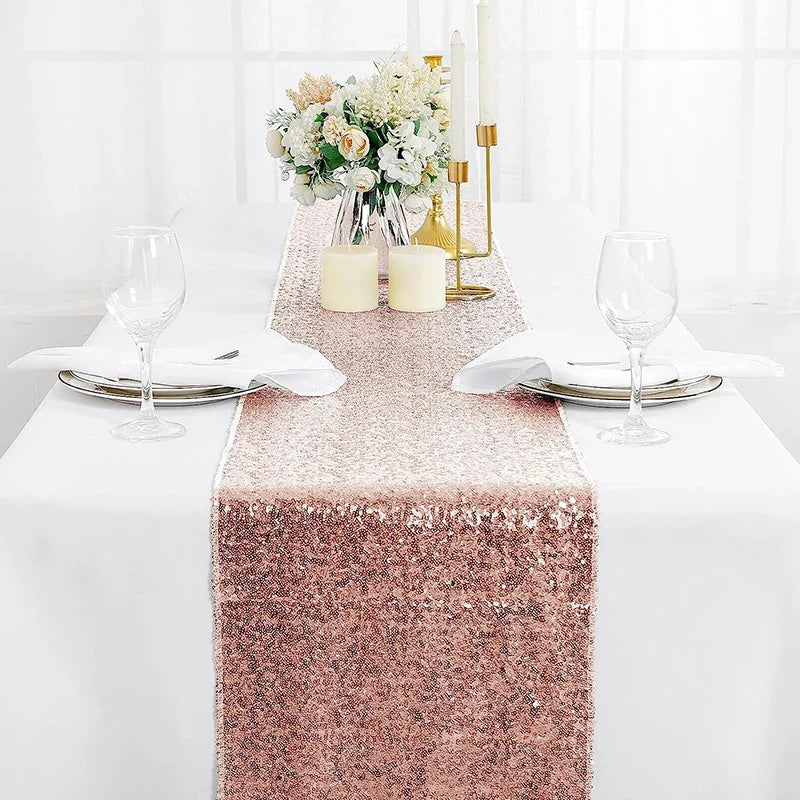 Orange table runner decorative glitter wedding party - 30X120cm