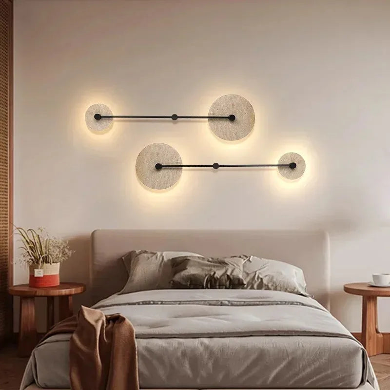 Japanese wall sconce in yellow to led travertine for hotel and decoration - view 2