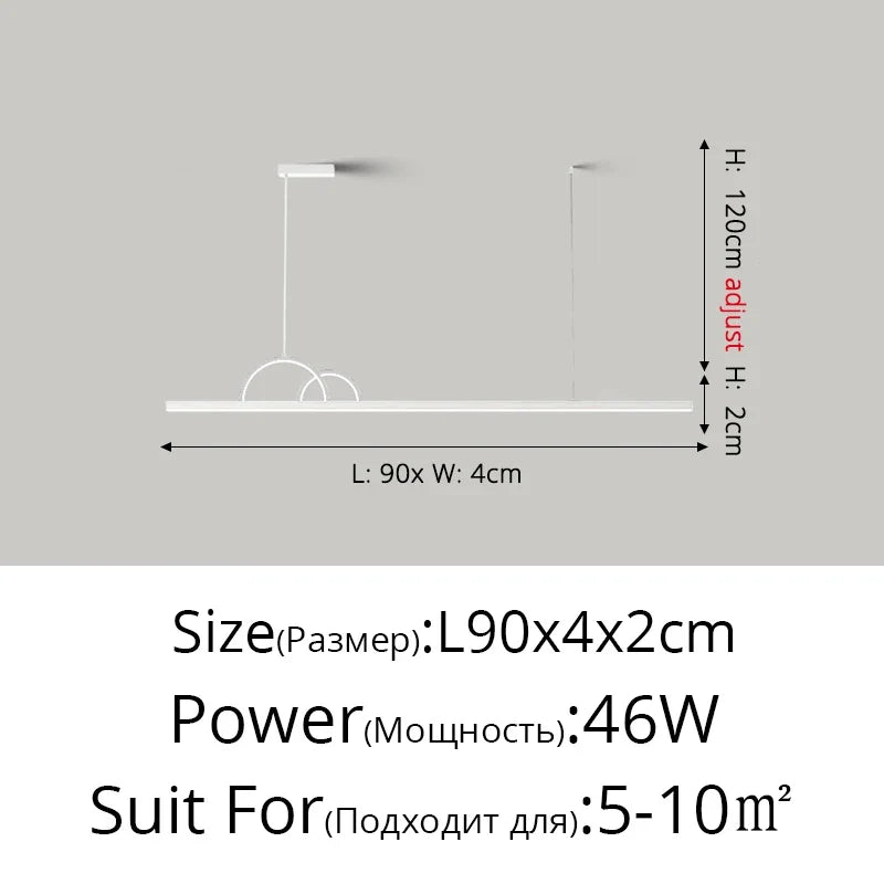 Nordic design LED chandelier for modern interior lighting - A White L90x4x2cm / Neutral Light