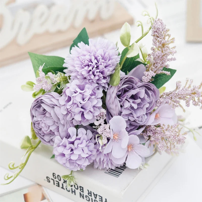 Wedding bouquets in peony silk floral decorations for wedding - Purple