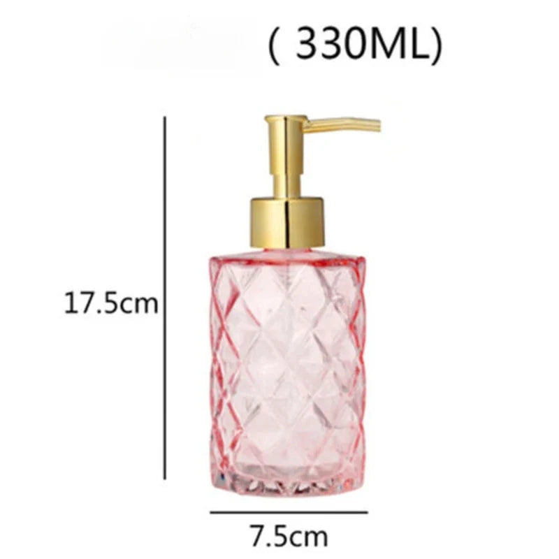Portable glass liquid soap dispenser for bathroom - Pink Diamond