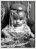 Poster women drinking wine and eating spaghetti wall decoration - 60X90cm No Frame / 13
