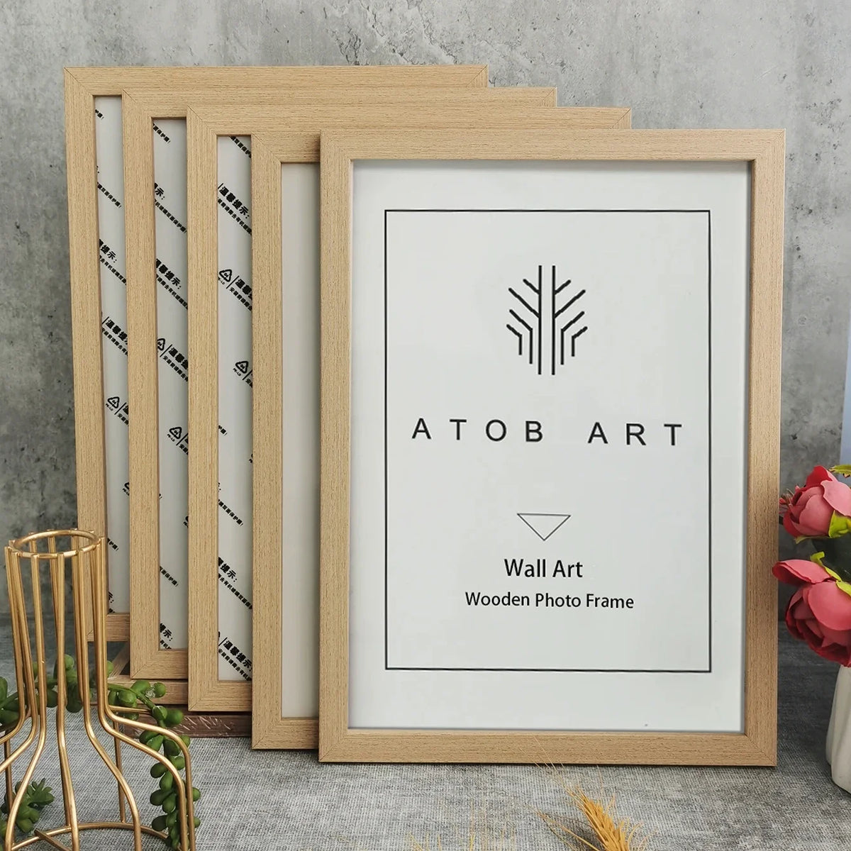 Set of 5 wooden photo frames for wall decorations - Wood Frame / A4 21X30cm