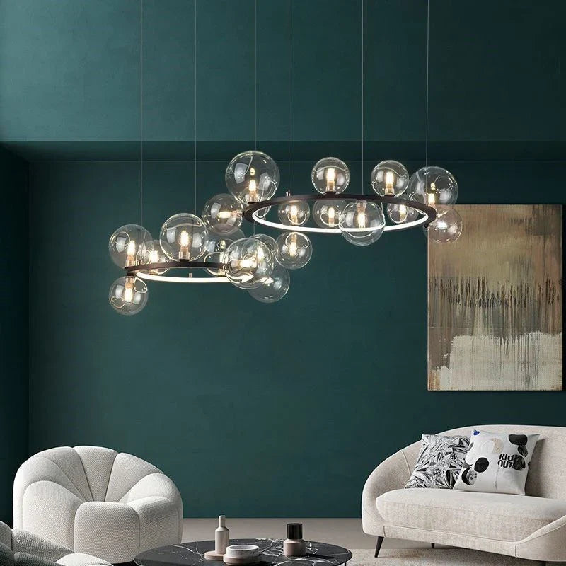Glass chandelier with modern design with artistic bubbles - view 2