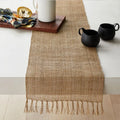 Rustic jute table runner with braided pom-poms - 30x45cm(placemat)