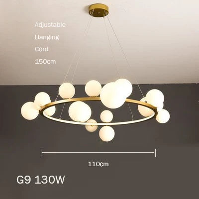 Glass chandelier with modern design with artistic bubbles - Neutral light / Dia110C