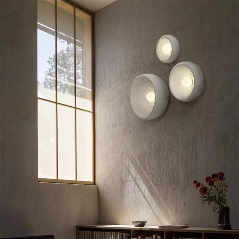 Japanese wall sconce in stone style wabi sabi interior decor - view 2