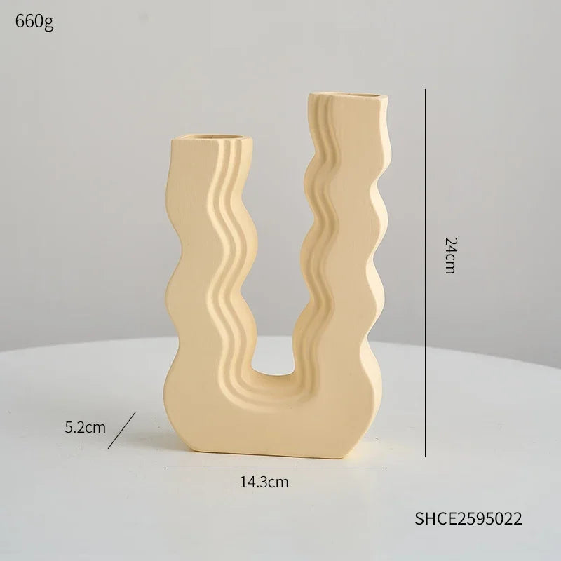 Morandi style decorative ceramic vase for flowers - Style E