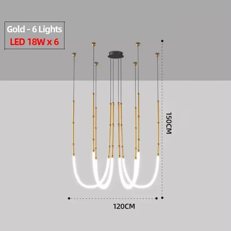 Modern led pendant light for elegant and stylish interior decoration - 6 Gold Heads B / Warm Light
