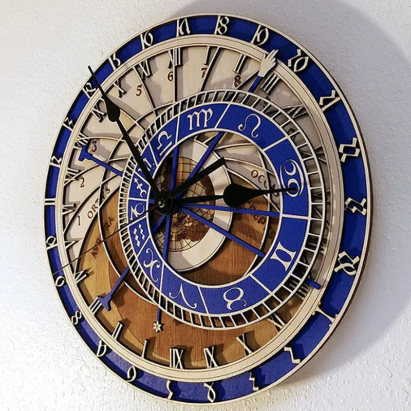Wooden clock with zodiac signs and constellations art decorative - view 5