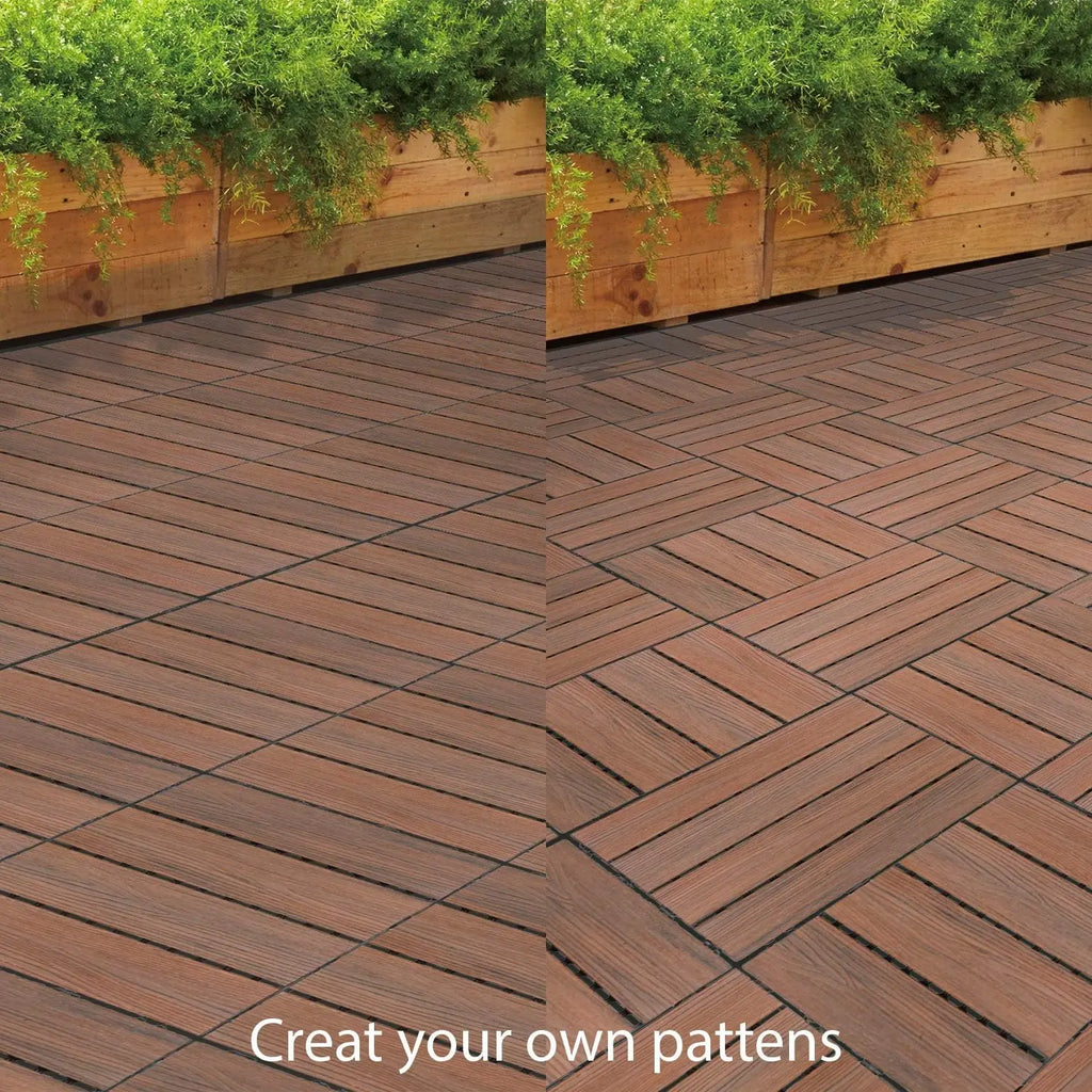 30-Pack Solid Wood Interlocking Deck Tiles for Patios & Balconies - view 2