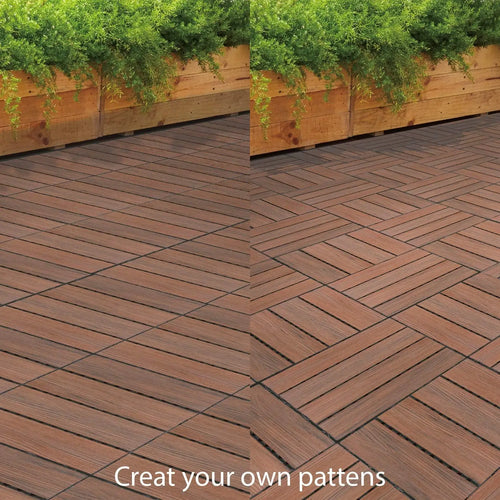 30-Pack Solid Wood Interlocking Deck Tiles for Patios & Balconies - view 2