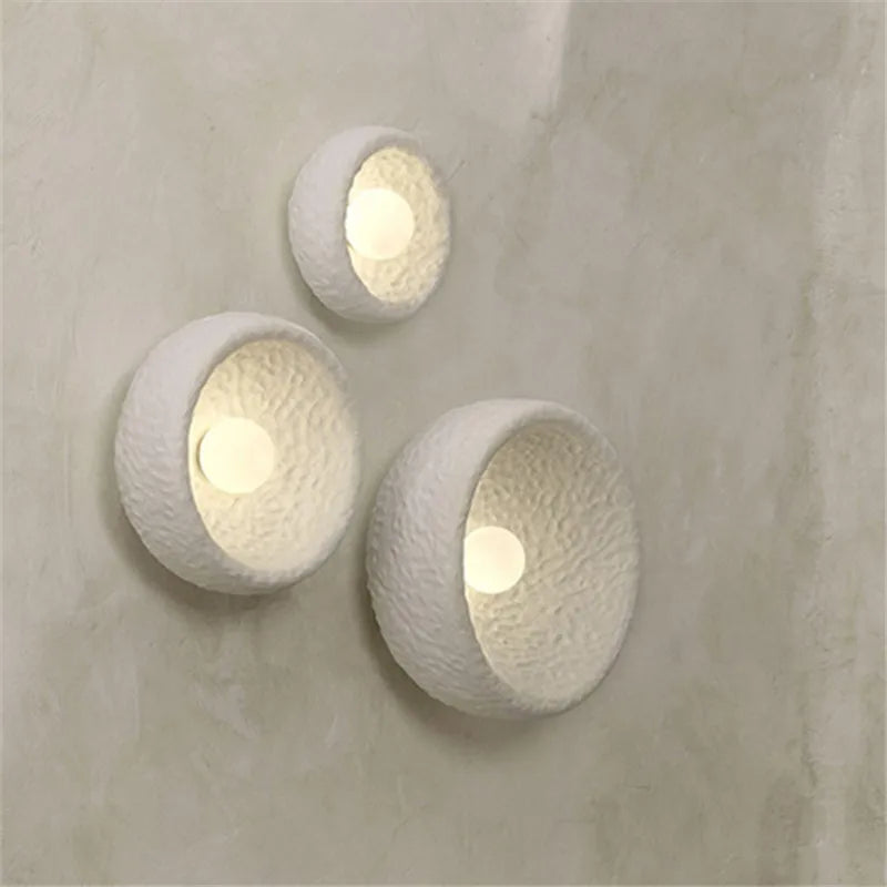 Japanese wall sconce in stone style wabi sabi interior decor - White / Diameter 32cm / Cool White (5500-7000K)