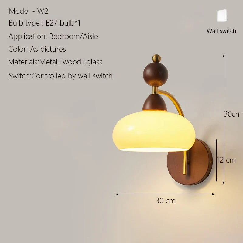 Wall sconce in wood with Japanese glass and blue light - W2 / 1 Bulb 12W