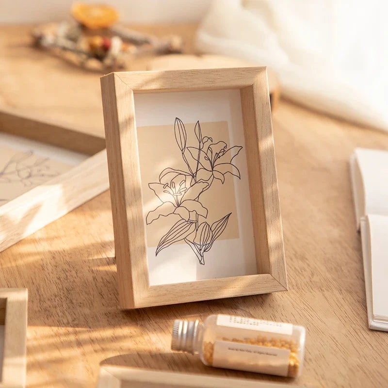 Vintage photo frame in solid wood for decoration and office - S1 / 6 pouces 10,2 x 15,2 cm