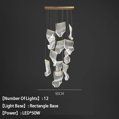 LED acrylic chandelier for elegant interior decoration - White Light / 12 Rec