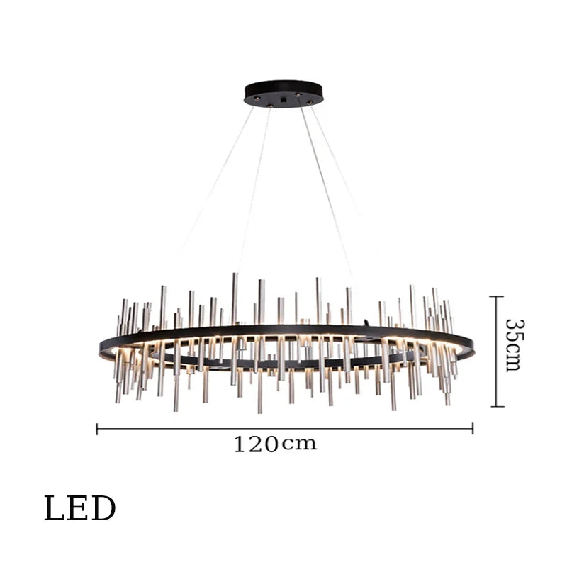 Minimalist chandelier in stainless steel black modern design - Neutral Light / D120cm