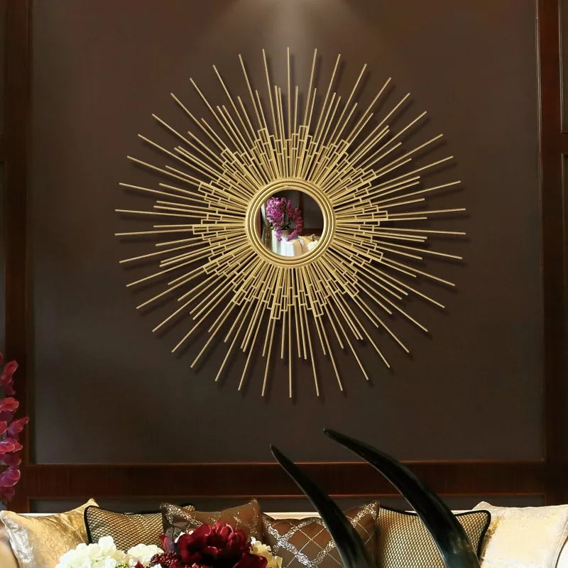 Wrought iron wall decoration with decorative flower mirror - view 10