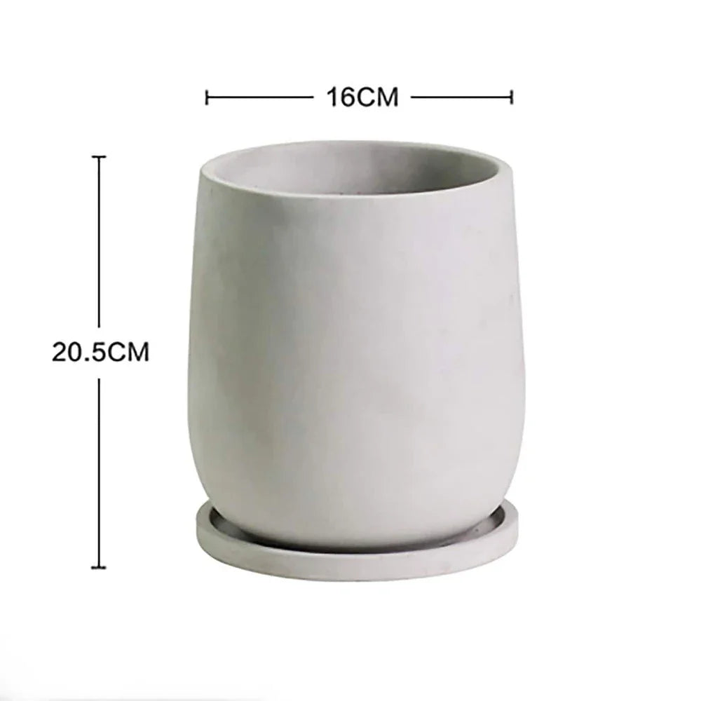 Creative Nordic simple Flowerpot Concrete Silicone Mold green plant Gardening Cement    round flowerpot  silicone mold - light yellow