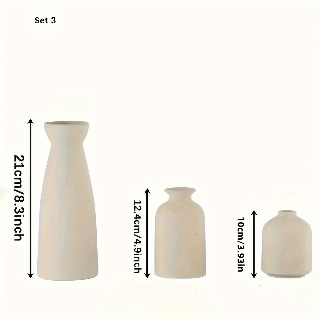 Set of 3 Ceramic Vase, Flower Vases For Rustic Home decor, Modern Farmhouse decor, Living Room decor,Shelf decor,Table decor - view 4