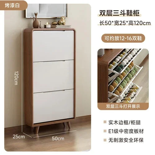 Minimalist vintage wooden shoe shelf and space gain - Style22