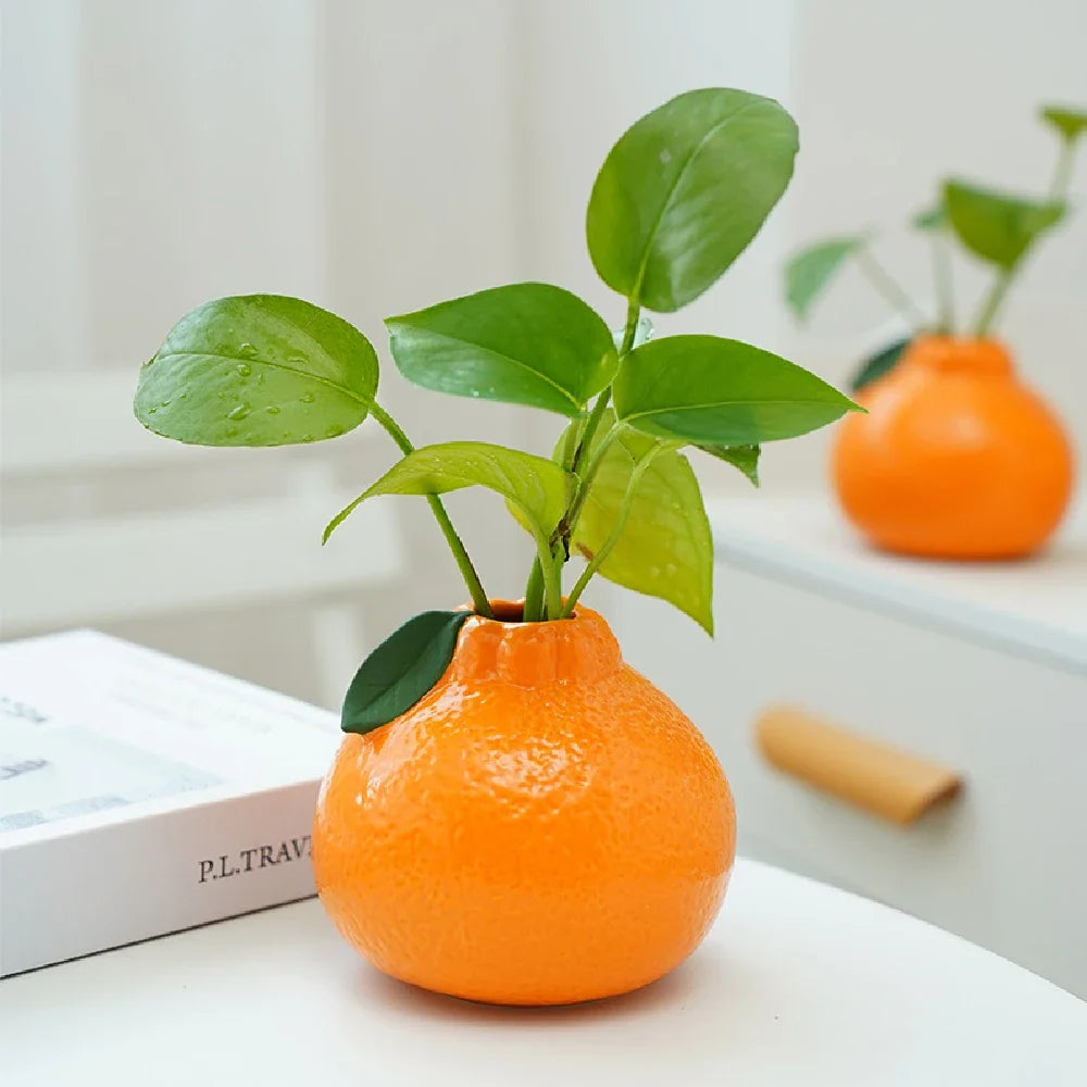 Ceramic Vase, Orange Vase for Home decor,Decorative Vase Fruit Shape Vase Tabletop Decorative Vase Table Centerpieces Decoratio - view 3