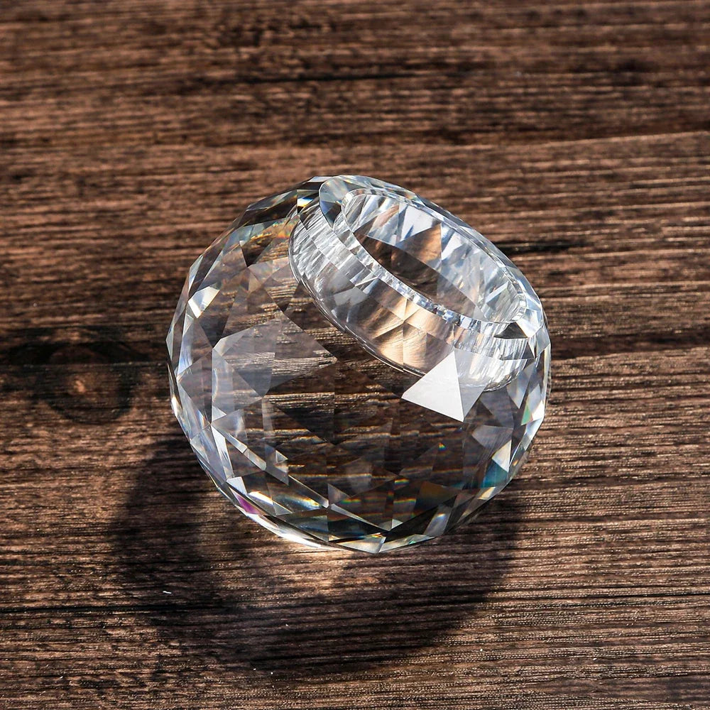 Crystal Diamond Tealight Candle Holder for Wedding Party, Clear Glass tea Light Candles Holder for Home Room Desk decor - view 4