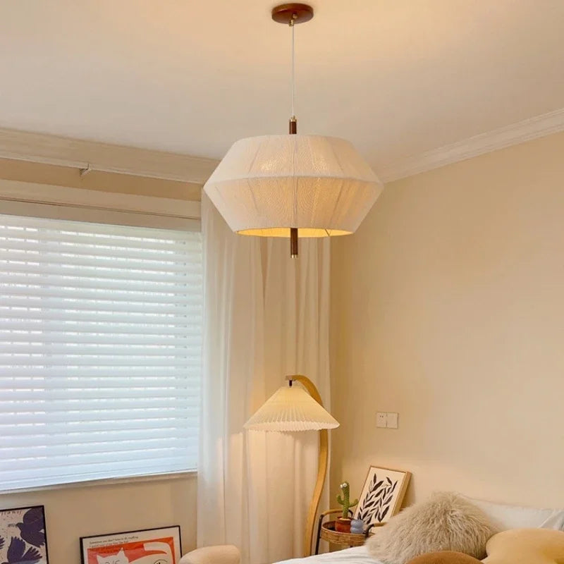 Decorative pendant light in Japanese style fabric elegant led lighting - view 2