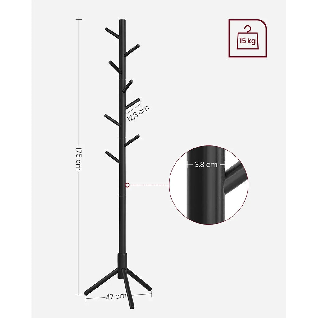 Black and Khaki Tree-Shaped Coat Rack with 8 Hooks and 3 Heights - view 6