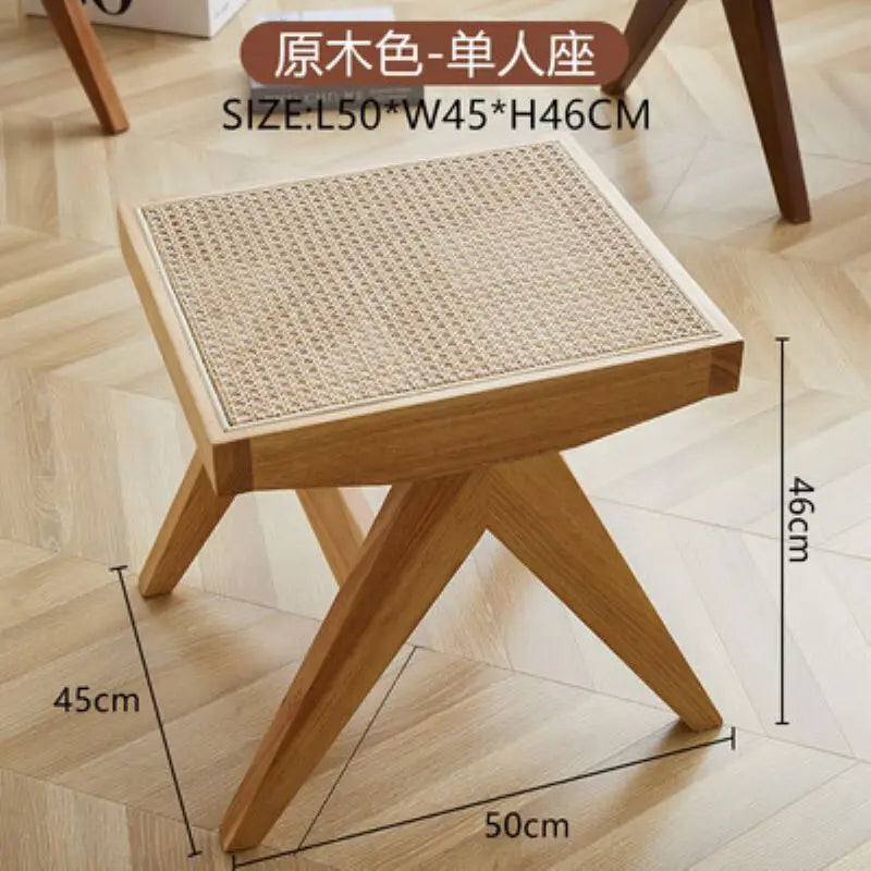 True Nordic style rattan stool for changing shoes - D