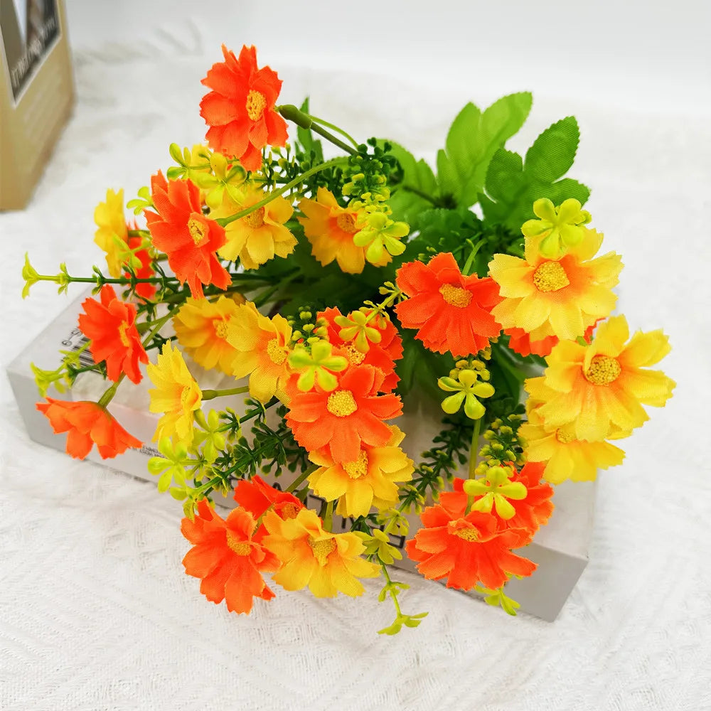 Uv-resistant artificial flower set for outdoor decoration - Yellow Orange