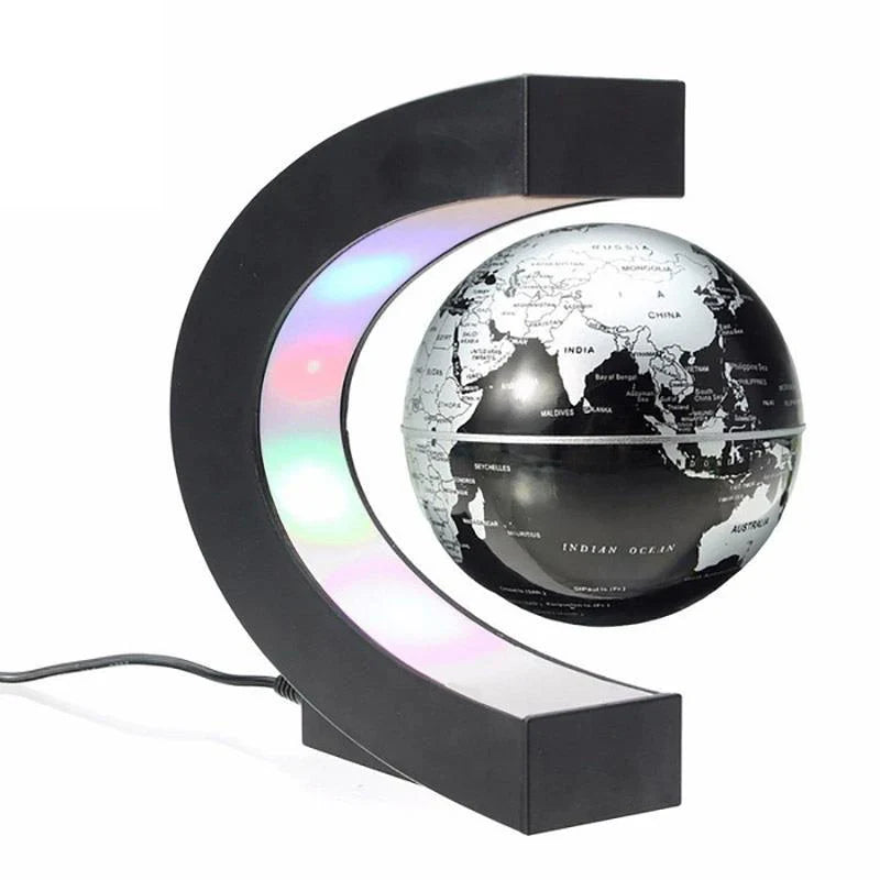 Magnetic levitation floating globe decorative lamp original gift - Silver European Plug